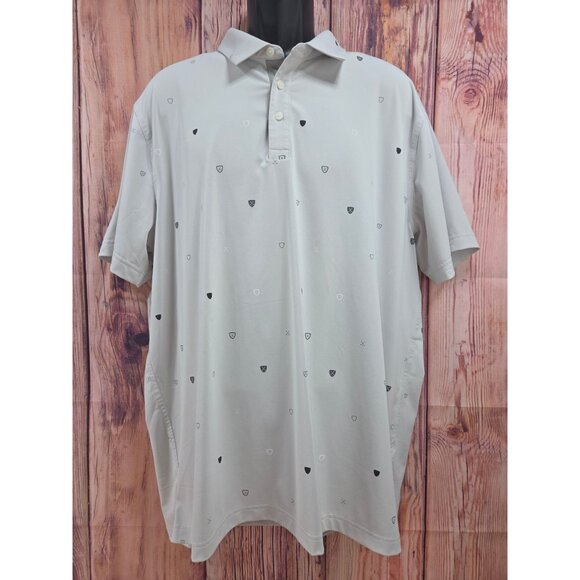 Nike Mens Dri-Fit Polo Shirt XL Light Gray With Black Geometric Pattern - Picture 1 of 7